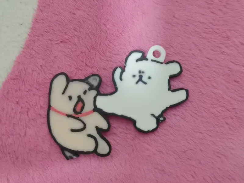 线条小狗-小白踢小鸡毛