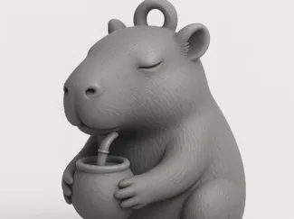 Adorable llavero Carpincho tomando mates