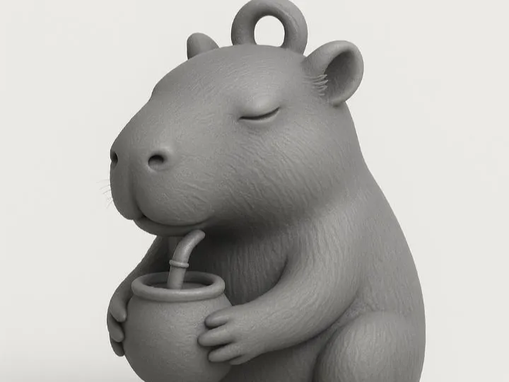 Adorable llavero Carpincho tomando mates