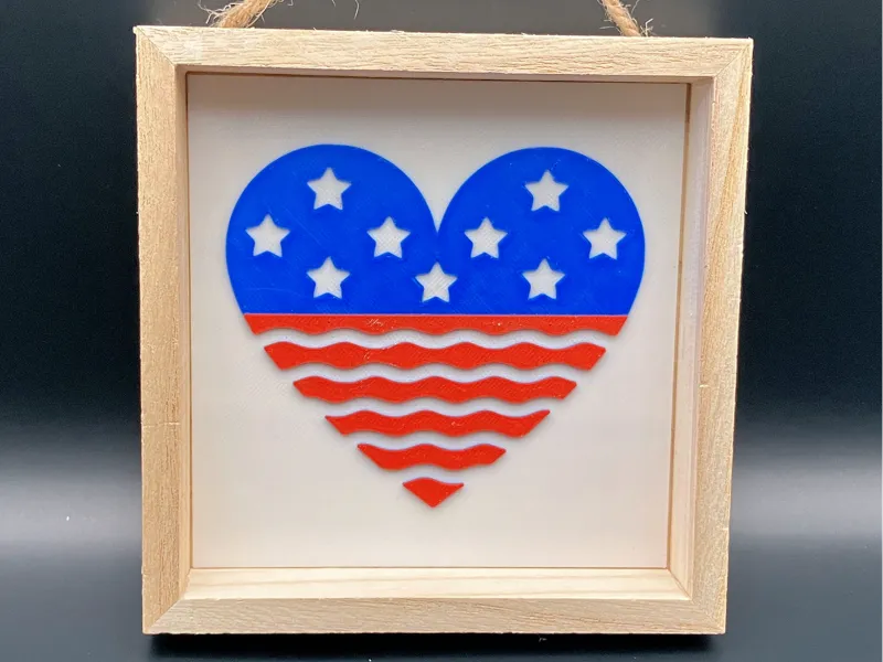 4th of July Heart Shaped Flag Box Design