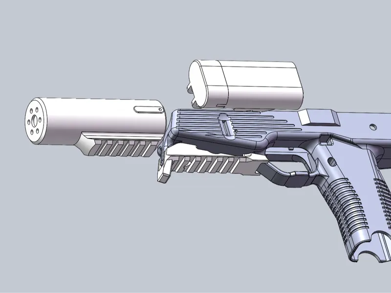 MP9玩具仿真消音造型，皮导轨