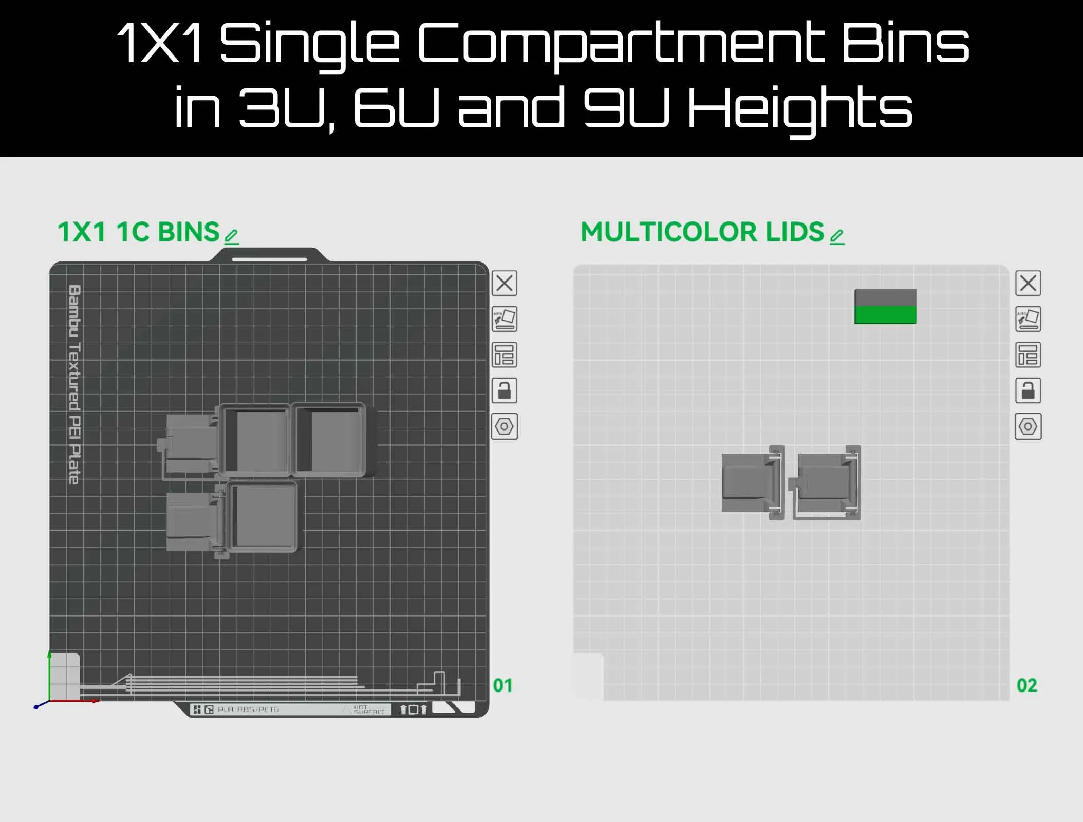 Gridfinity 1x1 Bins with Latching Lids v1.0 - Free 3D Print Model ...