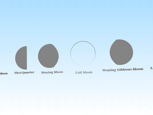 Minimal Moon Phases Wall Art 3D Decor - Horizontal