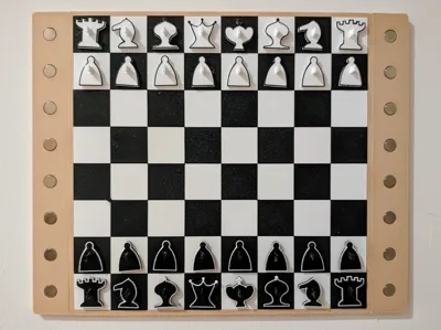 (Vertical) magnetic chess board, with 2D pieces