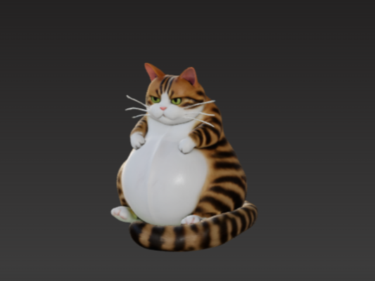 瘫坐在地的大肥猫 生气大肥猫 动物微缩模型