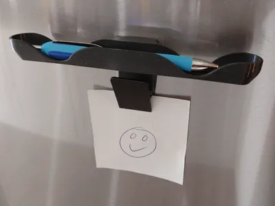 Pen holder with clip for notes/shopping lists