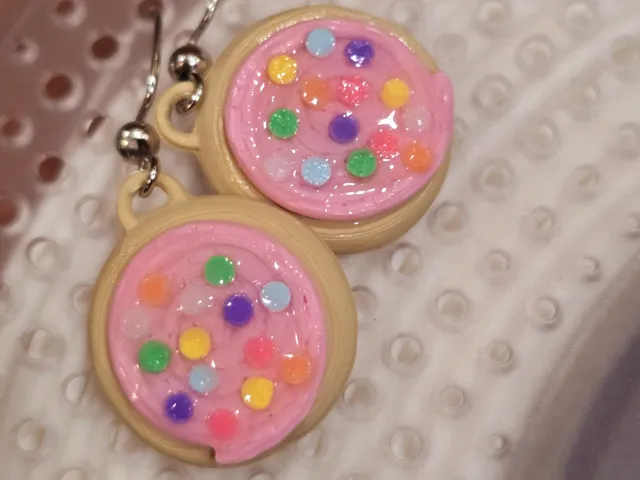 3D Crumbl cookie pink swirl earrings