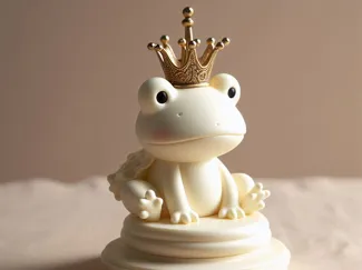 Frog Princess with Crown Ivory Style Minimalist
