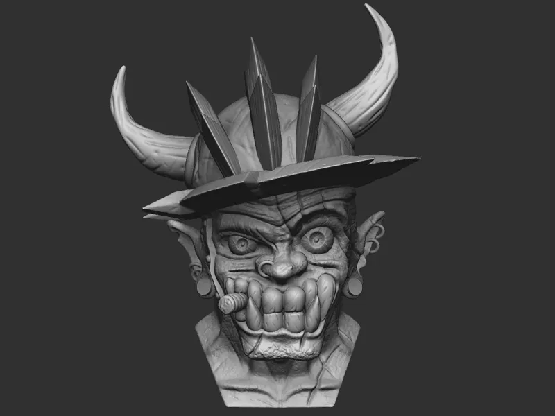 Smoking orc bust