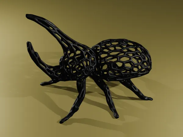 Scarabée rhinocéros style Voronoi