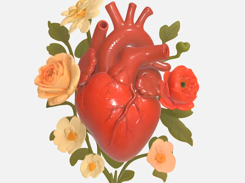 Heart with flowers