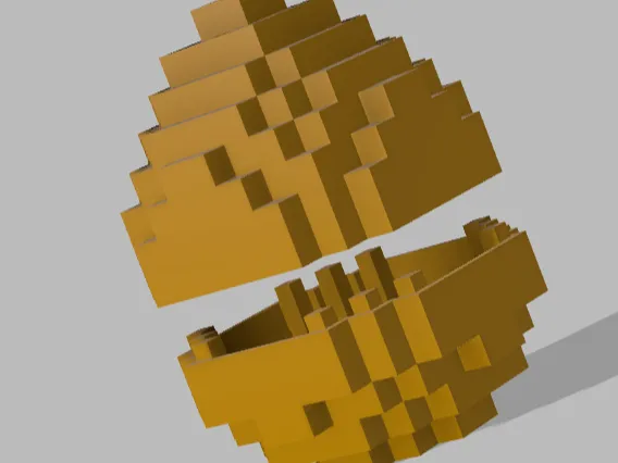 Uovo Minecraft con incastro tra le due superfici