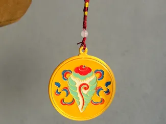 西藏美学，吉祥八宝，法螺，掐丝珐琅线稿，掐丝珐琅挂饰，掐丝珐琅车挂。