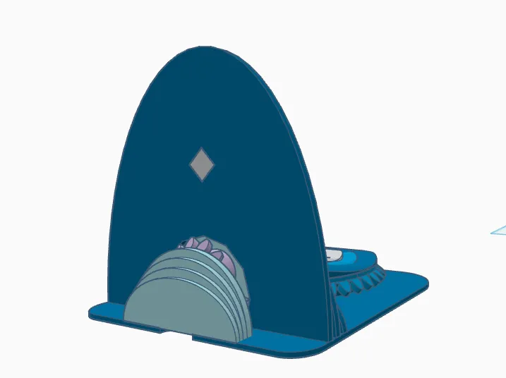 A rear view photo to the Benchy Wave Runner self assembly 3d automaton model
