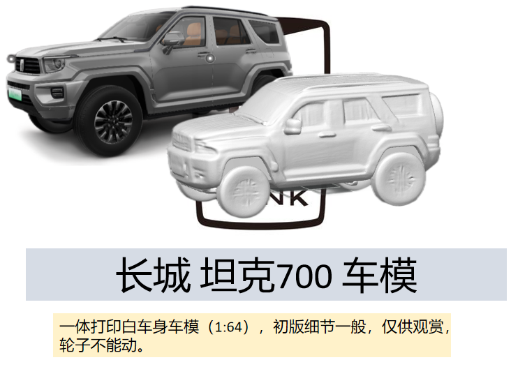 长城汽车 坦克700 车模 1:64比例小巧可爱，带支撑20多克