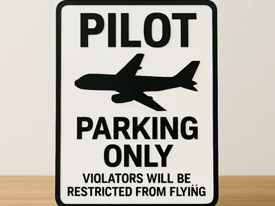 PILOT PARKING ONLY Sign – 3D Raised Letter Design