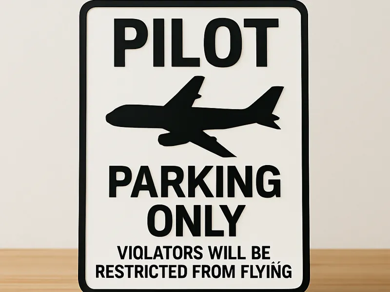 PILOT PARKING ONLY Sign – 3D Raised Letter Design