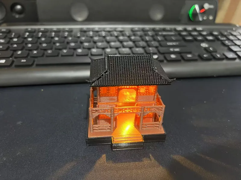 双层古风房加灯电池底座