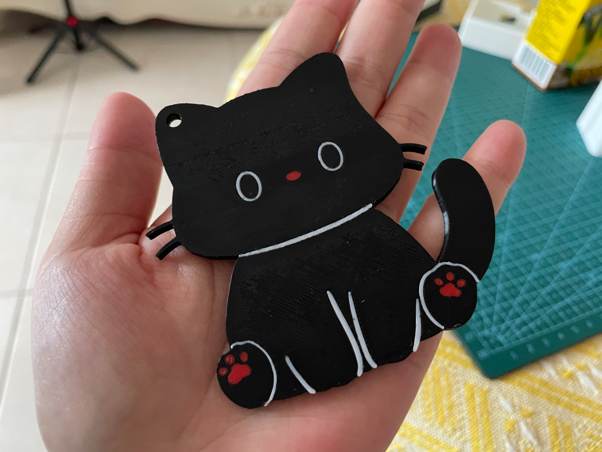 黑色猫咪钥匙扣（带孔）