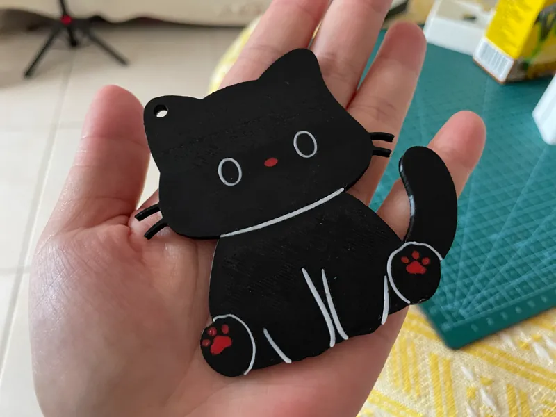 黑色猫咪钥匙扣（带孔）