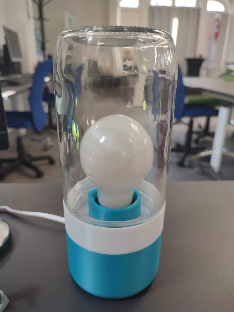 Lamp with glass jar lid