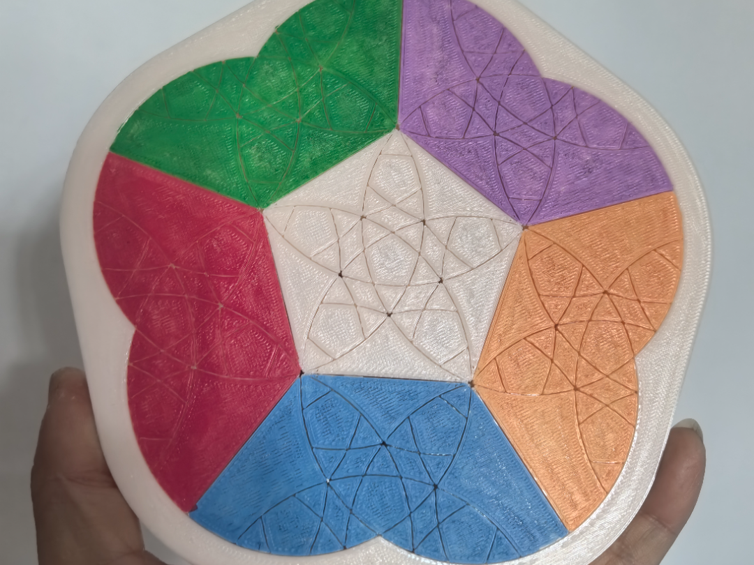 Flat Rubik'in Küp-Beş Yüzük Renkli Versiyonu