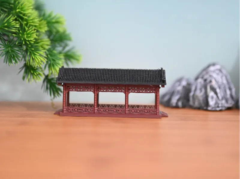 三开间长廊古建筑造景微景观模型