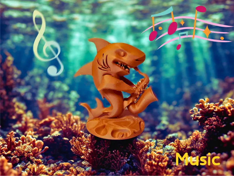 鲨鱼音乐家吹萨克斯风Saxophone