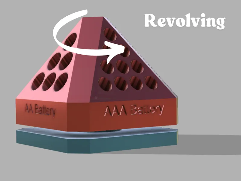 Revolving battery organizer for AA, C, AAA, and 9V