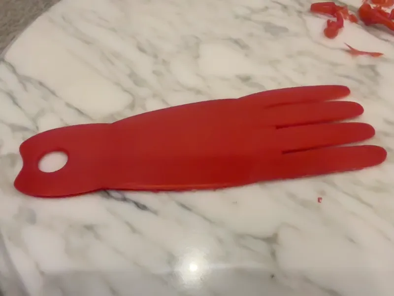 Tool to help you put latex gloves on