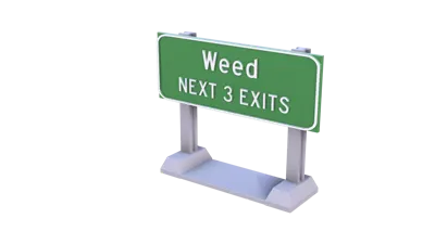 California I-5 - Weed NEXT 3 EXITS Sign