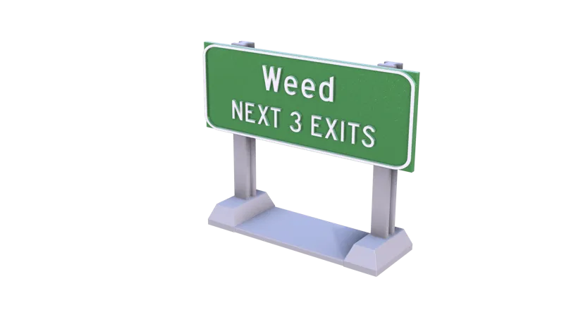 California I-5 - Weed NEXT 3 EXITS Sign