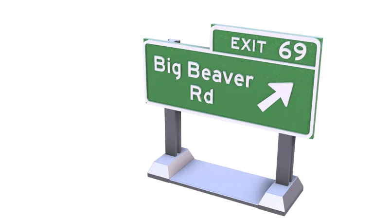 Michigan - Troy, MI - Big Beaver Rd Exit 69 Sign