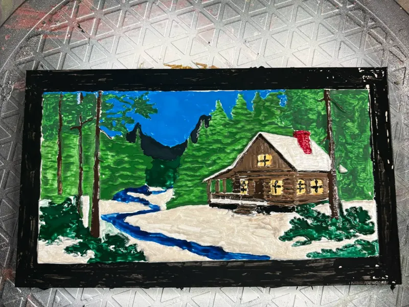 Log cabin relief