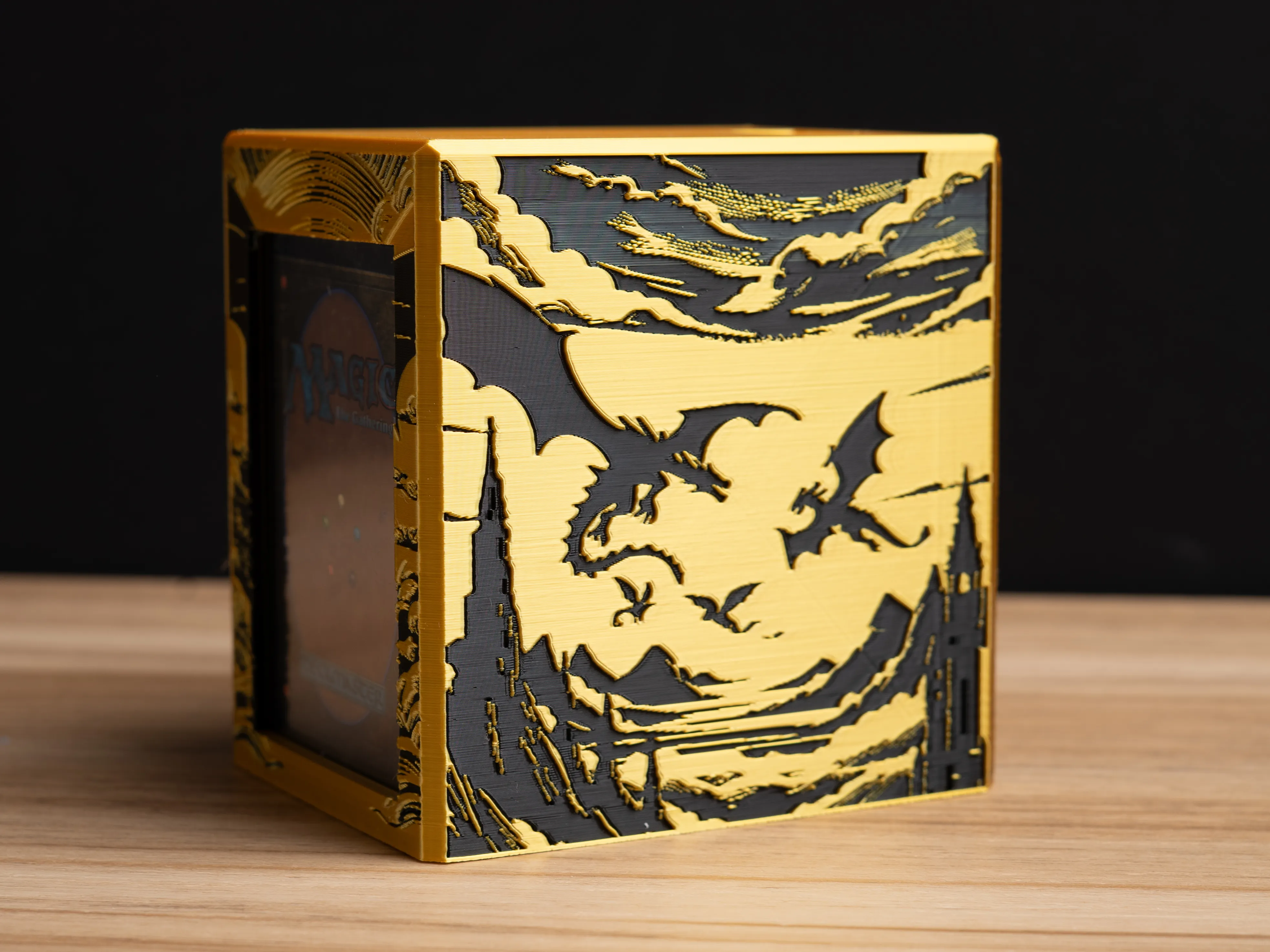 Gold Dragon MTG Deck Box - Free 3D Print Model - MakerWorld Gold Dragon MTG Deck Box - Free 3D Print Model - MakerWorld