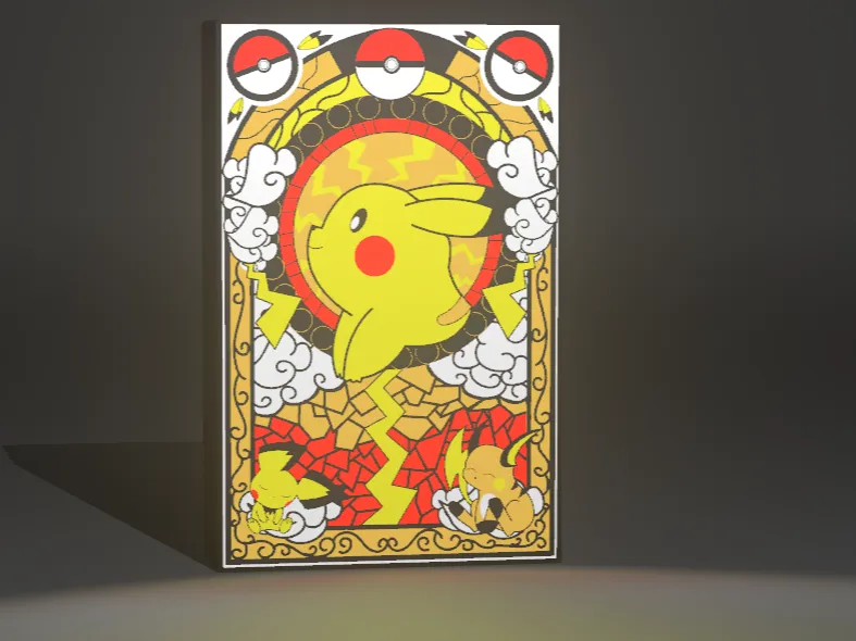 Lámpara LED 3D de Pikachu con Rayos Eléctricos 