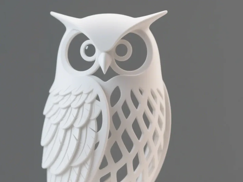 Hollow Owl Sculpture with Feather-Inspired Cutouts