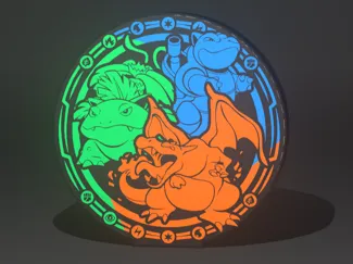 Lámpara LED 3D de Pokémon Iniciales Bul Char Squir