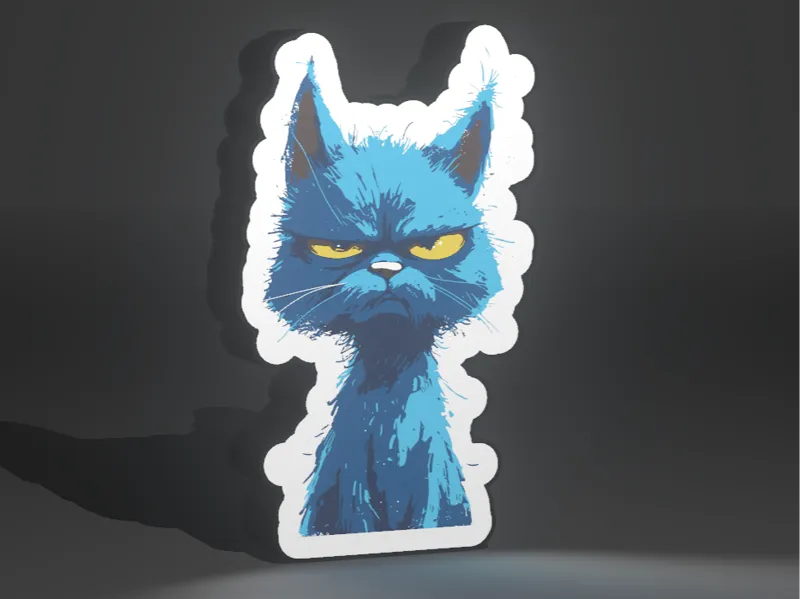 Lámpara LED 3D de Gato Gruñón Estilizado y Único