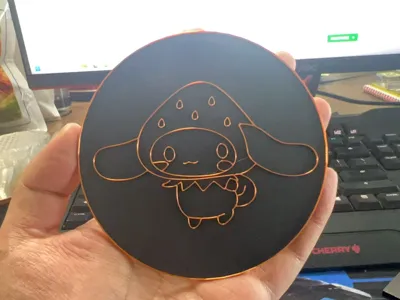 Cloisonné enamel, cinnamon dog, coaster.