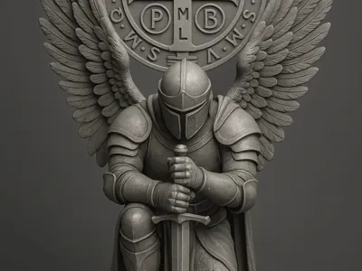 Warrior Angel with the medal of Saint Benedict