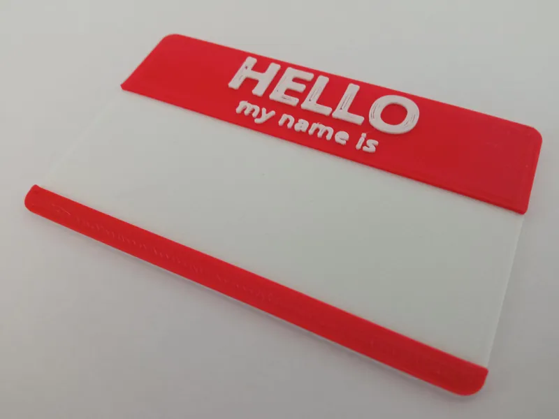 "HELLO, my name is" nametag
