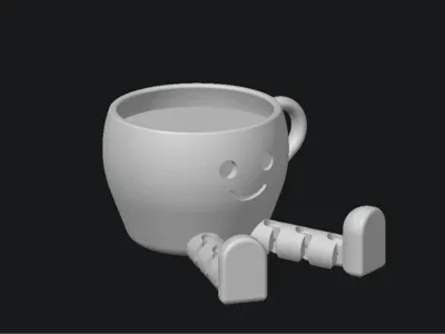 Articulated cute coffee cup buddy