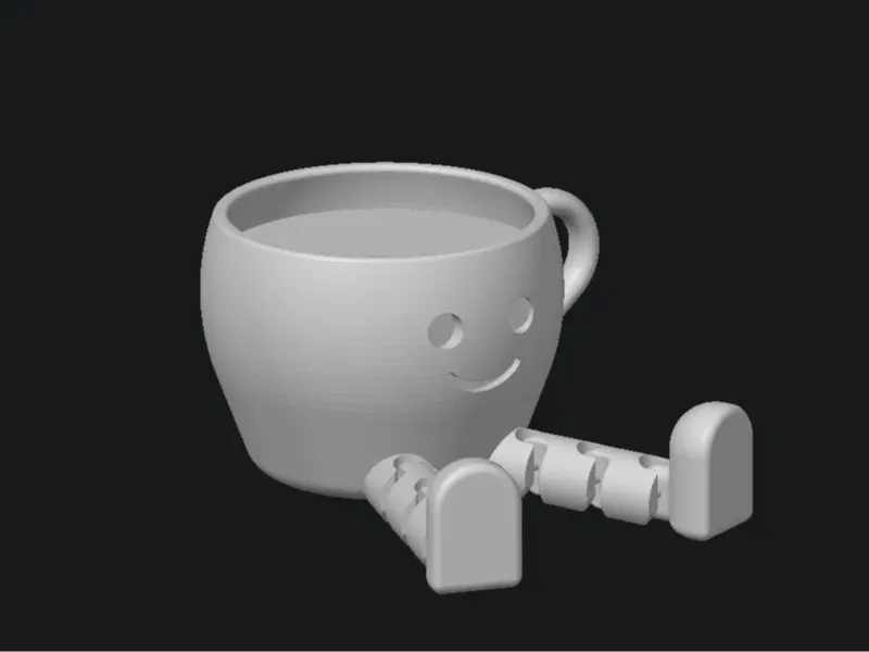 Articulated cute coffee cup buddy