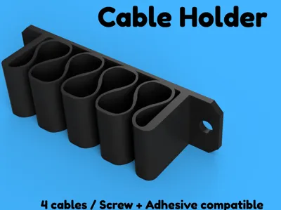Cable Holder - 4 cables / Screws and Adhesive