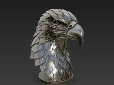 Metal eagle bust statue