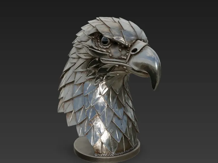 Metal eagle bust statue