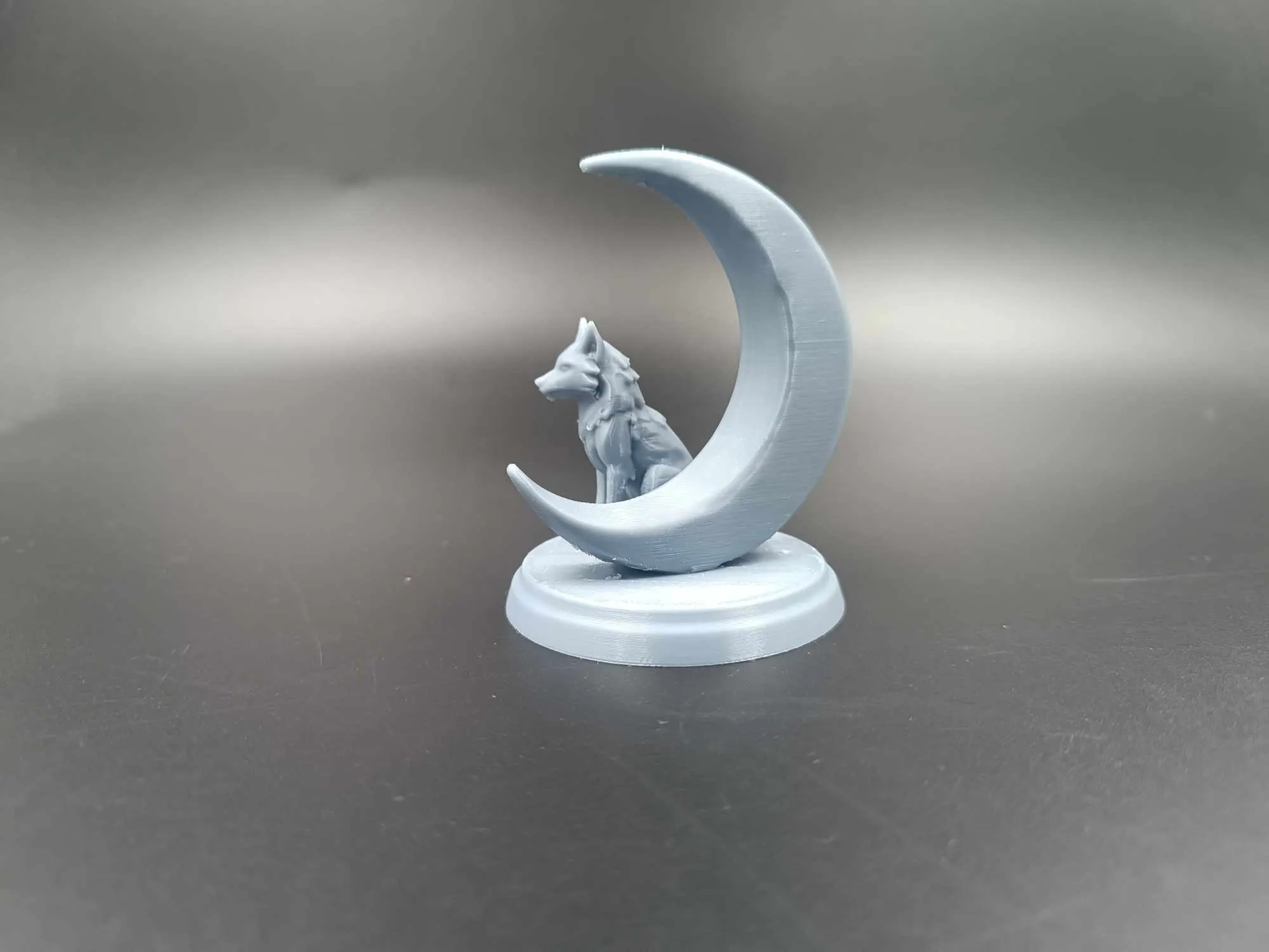 Wolf and Moon Sculpture by drakeforge3d MakerWorld: Download Free 3D Models