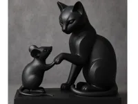 Figurine chat et souris noire moderne — photo 1