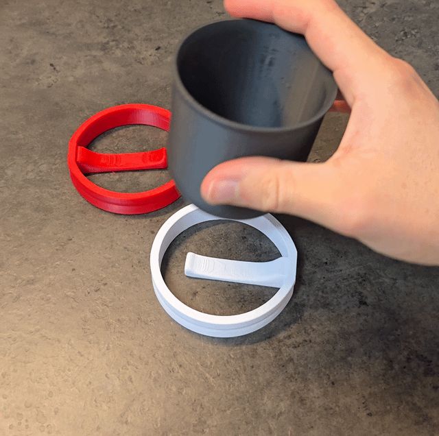 Accessible print-in-place cup handle